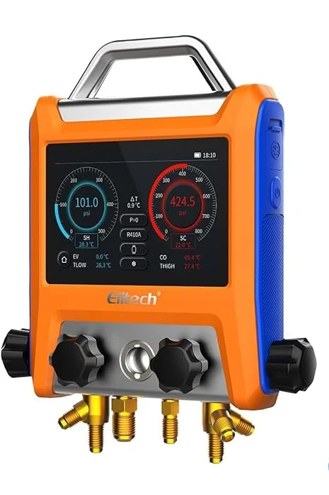 Elitech digital manifold used for automotive air-conditioning diagnosis